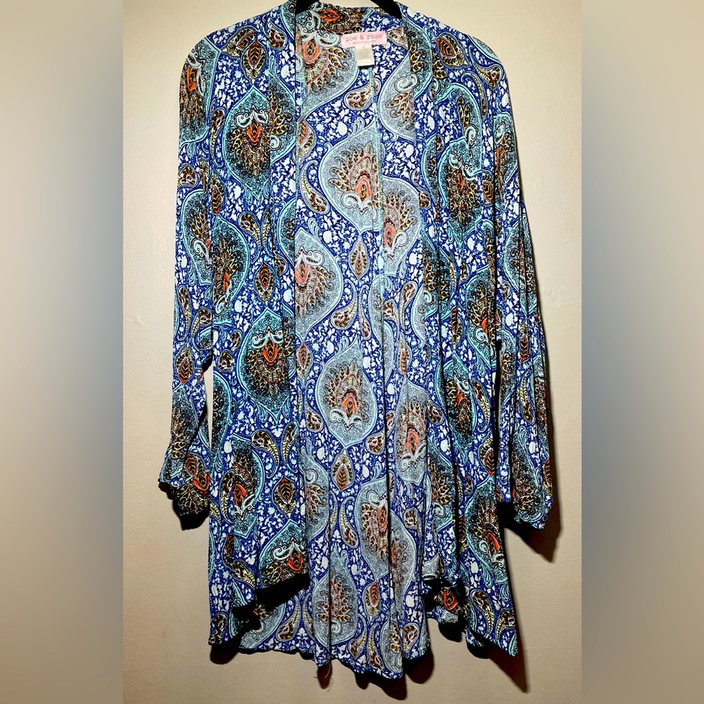 Zoe & Rose Band of Gypsies Boho Print Hi-Lo Kimono SIZE SMALL